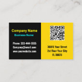 カスタム モダン ビジネス ネーム (QR コード) ブラック & ゴールド 名刺 (裏面)