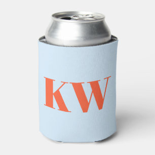カスタム モダン ブルー オレンジ モノグラムイニシャル 缶クーラー