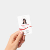 カスタム モダン ホワイト 従業員 ID カード バーコード付き バッジ (手持ち)
