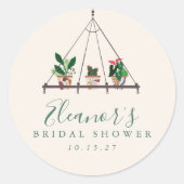 カスタム モダン ボーホ プランツ ブライズシャワー ラウンドシール (正面)