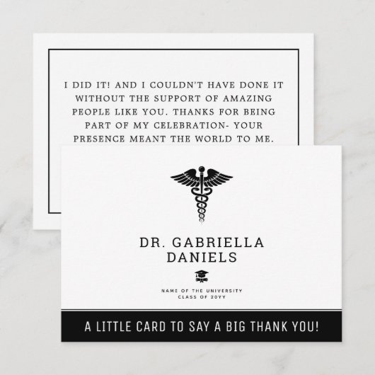 カスタム モダン 医学校 医師卒業 サンキューカード (正面/裏面)