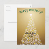 カスタム モダン 箔押し ゴールド クリスマス ホリデー ポストカード (正面/裏面)