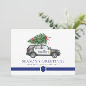 カスタム モダン 警察官 クリスマスツリーカー シーズンカード (スタンド正面)