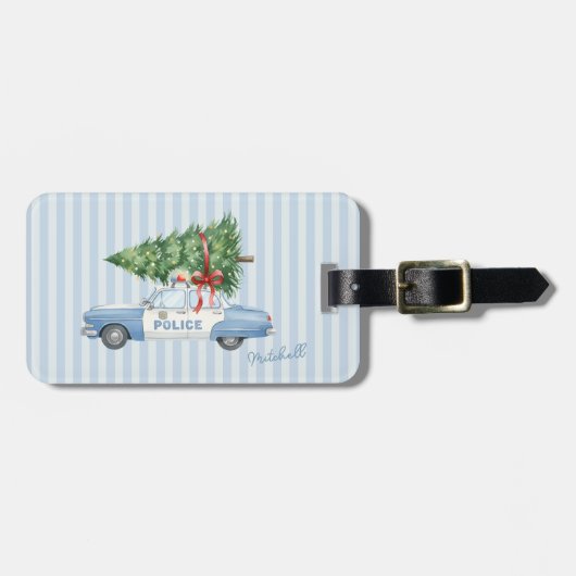 カスタム モダン 警察官 クリスマス パトカー ラゲッジタグ (正面横)