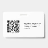 カスタム モダン ID カード シンプル QR 大きな写真 バッジ (裏面)