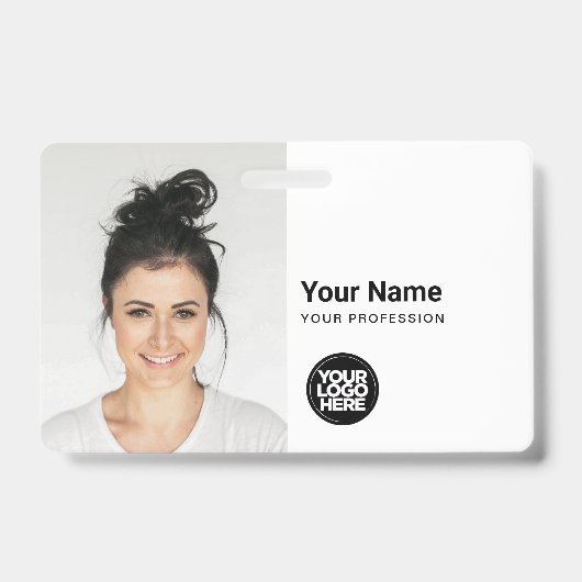 カスタム モダン ID カード シンプル QR 大きな写真 バッジ (正面)