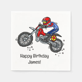 カスタム モトクロス ペーパーナプキン ダートバイクの誕生日 スタンダードカクテルナプキン