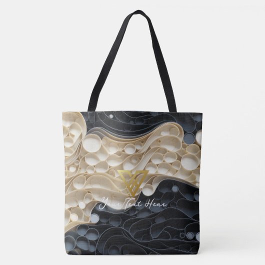 カスタム：モノクロ旋回トート トートバッグ (正面)