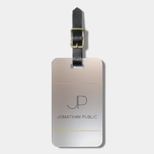 カスタム・モノグラフェイクム・金ゴールド・シルバー・ルッエレガントク ラゲッジタグ (正面縦)