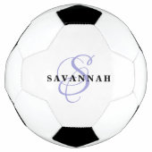 カスタム・モノグラム名モダンおもしろい・スポーツ・パープル サッカーボール (正面)