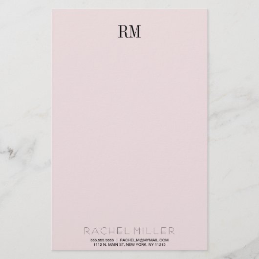 カスタム・モノグラム・イニシャル&ネーム・ステーショナル 便箋 (正面)