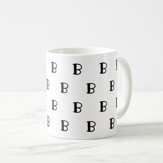 カスタム モノグラム 太字 文字 パターン コーヒーマグカップ (正面右)