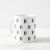 カスタム モノグラム 太字 文字 パターン コーヒーマグカップ (正面左)