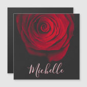 カスタム モノグラム 赤いバラ ヴィンテージ写真 黒 (正面/裏面)