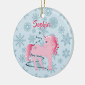 カスタム・ユニコーン・ピンクのかわいい女の子のクリス信じマス セラミックオーナメント (左)