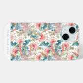 カスタム ユーカリ ブルー&ピンク グレビレア Case-Mate iPhoneケース (裏面 (横))