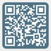 カスタム ユーカリ ブルー QR コード ウェブサイト アドレス URL スクエアシール (正面)