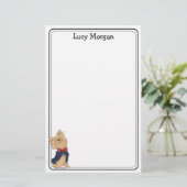 カスタム ヨーキーのキュートな犬のアート 便箋 (スタンド正面)