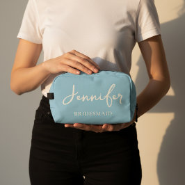 カスタム ライトブルー ブライズメイド サンクス ギフトバッグ ドップキット