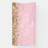 カスタム ライト ピンク ゴールド バースデー パーティー フォトブース 横断幕 (縦)