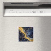 カスタム ラグジュアリー ネイビー ゴールド 抽象 大理石 流体 アート マグネット (インサイチュ (食洗機))