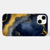 カスタム ラグジュアリー ネイビー ゴールド 抽象 大理石 流体 アート Case-Mate iPhoneケース (裏面 (横))
