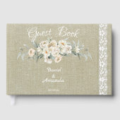 カスタム ラスティック ビューティフル ブラウン テクスチャ レース ゲストブック (正面)