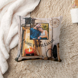 カスタム ラスティック ファームハウス ランタン ランプ ヴィンテージ ウッド クッション