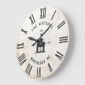 カスタム ラスティック モダン ファームハウス ファミリー ネーム ヴィンテージ ラージ壁時計 (傾斜)