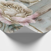 カスタム ラスティック ヴィンテージ ローズとウッド プランクト ラッピングペーパー (角)