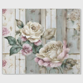 カスタム ラスティック ヴィンテージ ローズとウッド プランズ ラッピングペーパー (フラット)