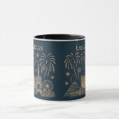 カスタム ラスベガス スカイライン ゴールド ライン アート ヴィンテージ マグカップ (中央)