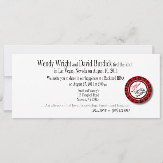 カスタム ラスベガス テーマの受付 BBQ 招待状 (裏面)