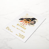 カスタム ラヴェン バースデー 箔招待状 (回転した状態)