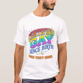 カスタム リトロ レインボー ゲイ 認定 生まれながら LGBTQ Tシャツ (正面)