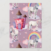 カスタム レインボー バルーン ユニコーン ピンク ベビー シャワー 招待状 (裏面)