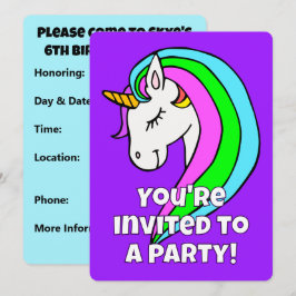 カスタム レインボー ユニコーン 招待状