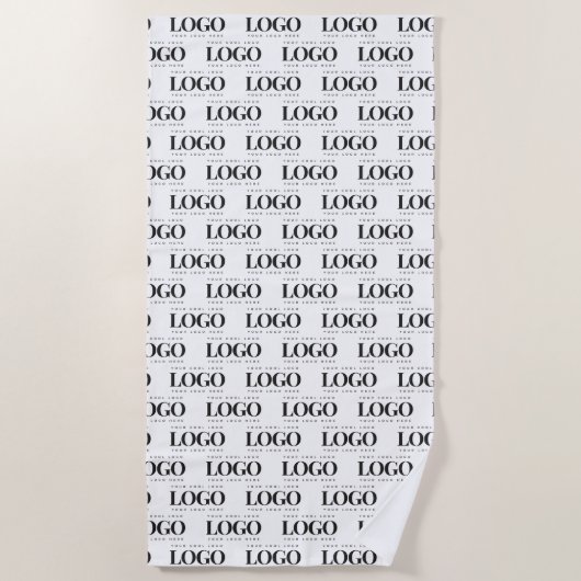 カスタム レクタングル ビジネス カンパニー ロゴ パターン ビーチタオル (正面)