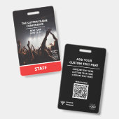 カスタム レッド カンファレンス スタッフ アクセス パス QR コード バッジ (正面＆裏面)