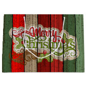 カスタム レッド グリーン ウェザード ウッド プランズ パターン ラージペーパーバッグ (正面)