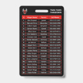 カスタム レッド プレーヤー チーム ロスター カード スポーツ バッジ (裏面)