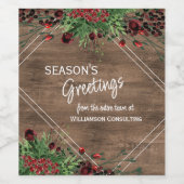 カスタム レッド ベリー グリーン ホーリー ボタニカル フォリアージ ワインラベル (シングルラベル)