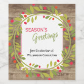 カスタム レッド ベリー グリーン ホーリー ボタニカル フォリアージ ワインラベル (シングルラベル)