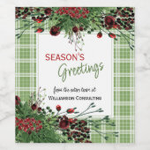 カスタム レッド ベリー グリーン ホーリー ボタニカル フォリアージ ワインラベル (シングルラベル)