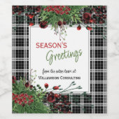 カスタム レッド ベリー グリーン ホーリー ボタニカル フォリアージ ワインラベル (シングルラベル)