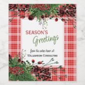 カスタム レッド ベリー グリーン ホーリー ボタニカル フォリアージ ワインラベル (シングルラベル)