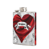 カスタム レッド ローズ ウーマンズ リカー ビニール ラッピング フラスク (左)