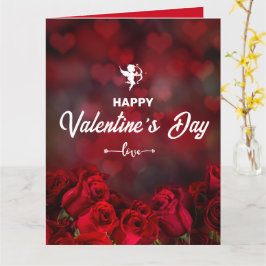 カスタム レッド ローズ キューピッド ロマンチック トレンディ バレンタイン カード