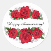カスタム レッド ローズ フォトグラフ ボーダー ラウンドシール (正面)