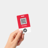 カスタム レッド 従業員 QR コード バーコード ロゴ 名前 バッジ (手持ち)